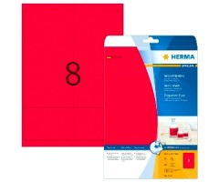 Neoon-punased kleebisetiketid Herma - 99.1x67.7mm, 20 lehte